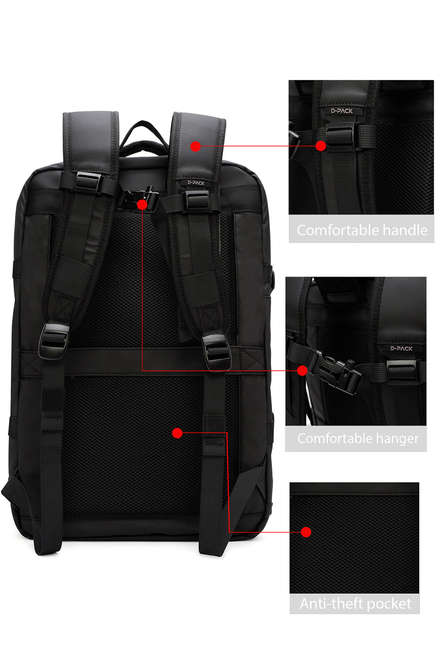 D-Pack Unisex Siyah Teknolojik Kumaş Sırt Çantası