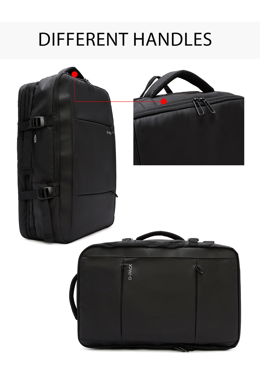 D-Pack Unisex Siyah Teknolojik Kumaş Sırt Çantası