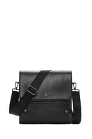 Men's Black Knitted Patterned Messenger Bag | Derimod