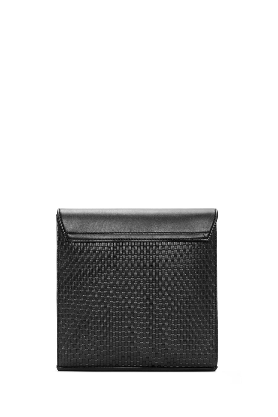 Men's Black Knitted Patterned Messenger Bag