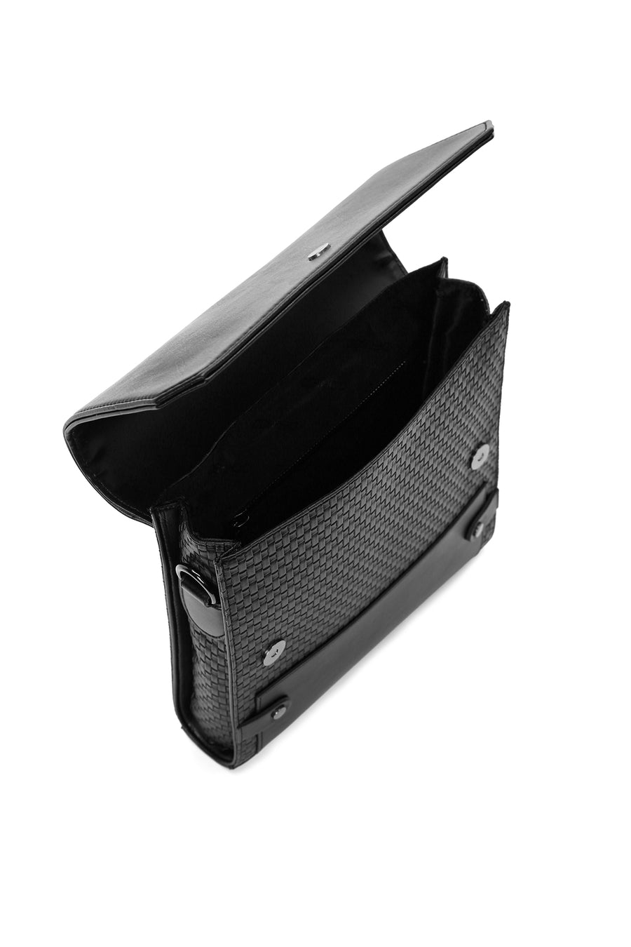 Men's Black Knitted Patterned Messenger Bag