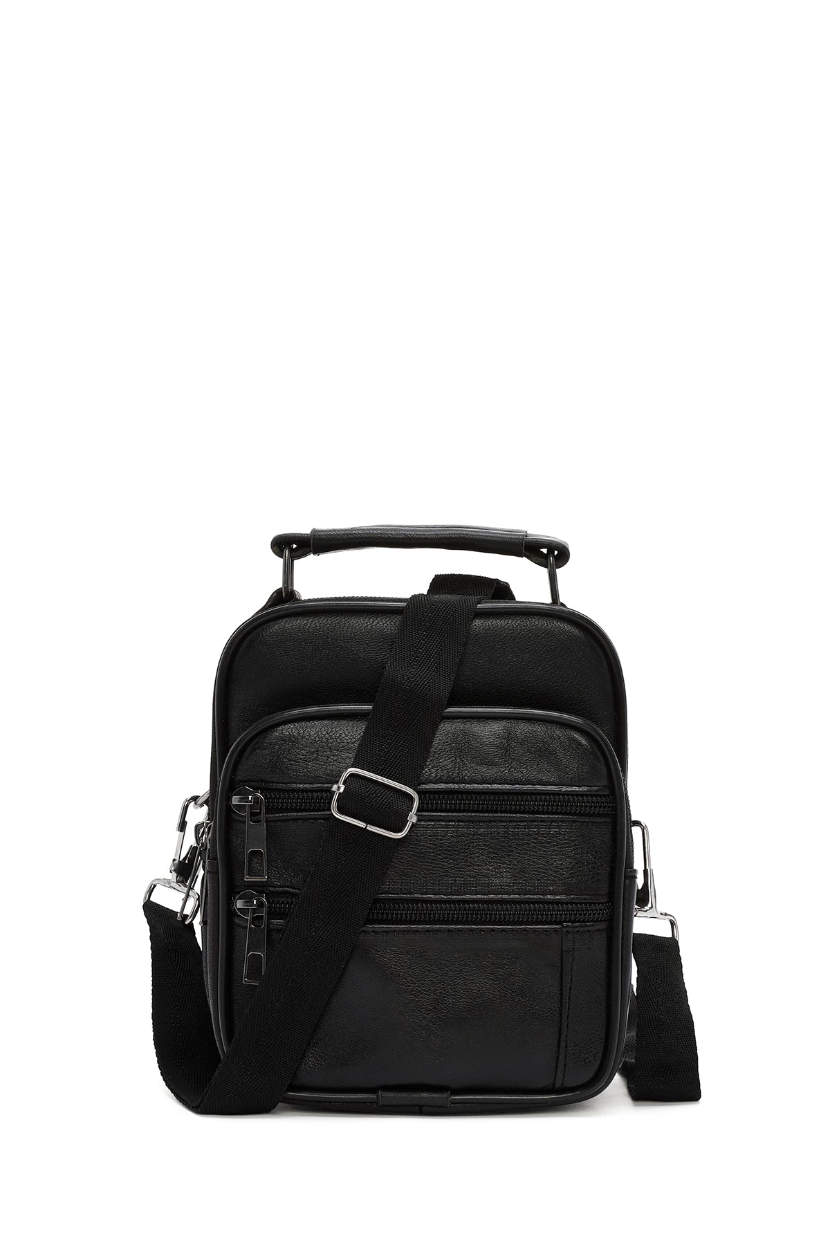 Erkek Siyah Uzun Askılı Deri El Çantası