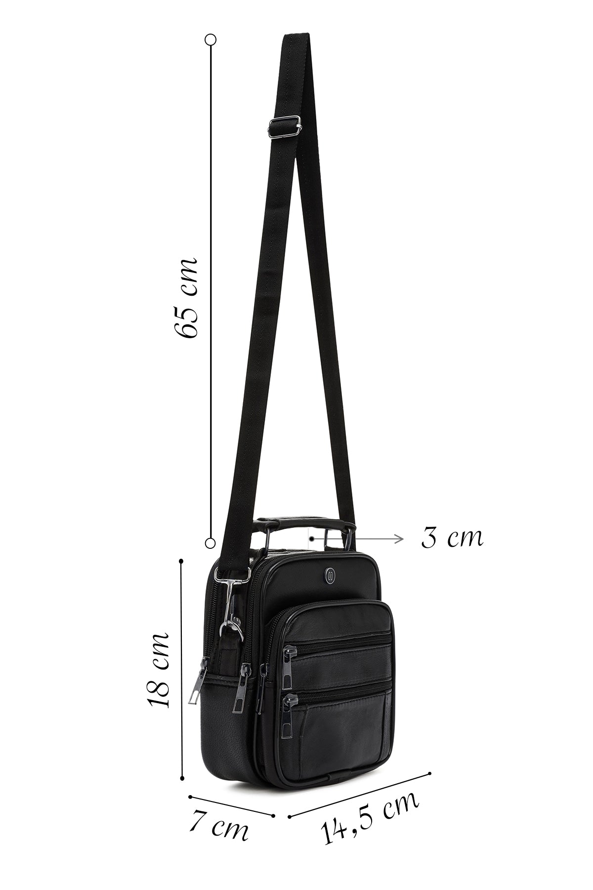 Erkek Siyah Uzun Askılı Deri El Çantası