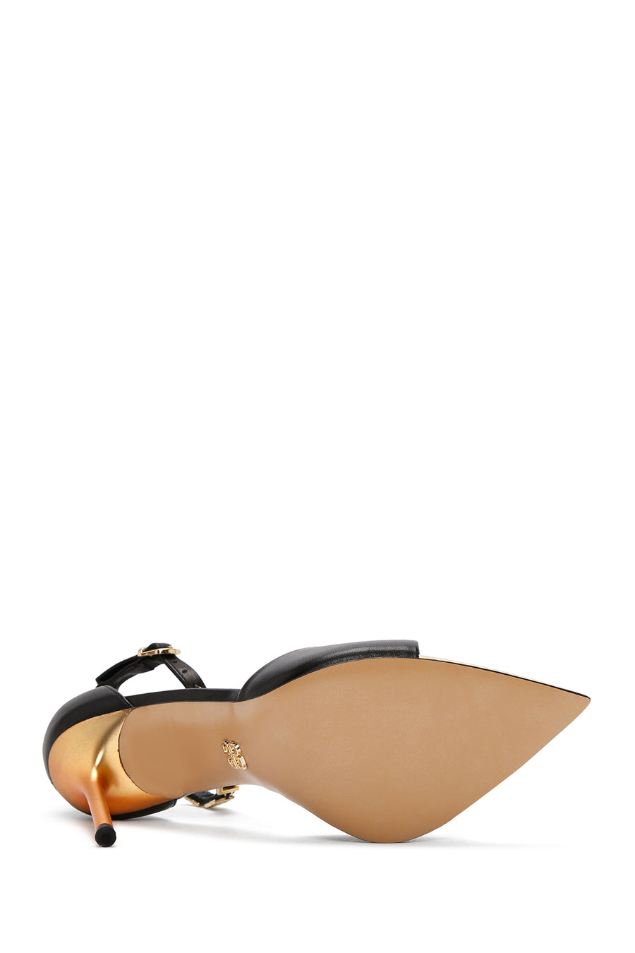 Women's Black Ankle Strap Thin Heeled Leather Shoes