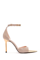 Women's Beige Ankle Strap Thin Heel Leather Shoes | Derimod