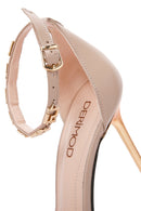 Women's Beige Ankle Strap Thin Heel Leather Shoes | Derimod