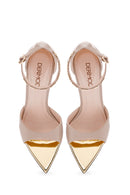 Women's Beige Ankle Strap Thin Heel Leather Shoes | Derimod