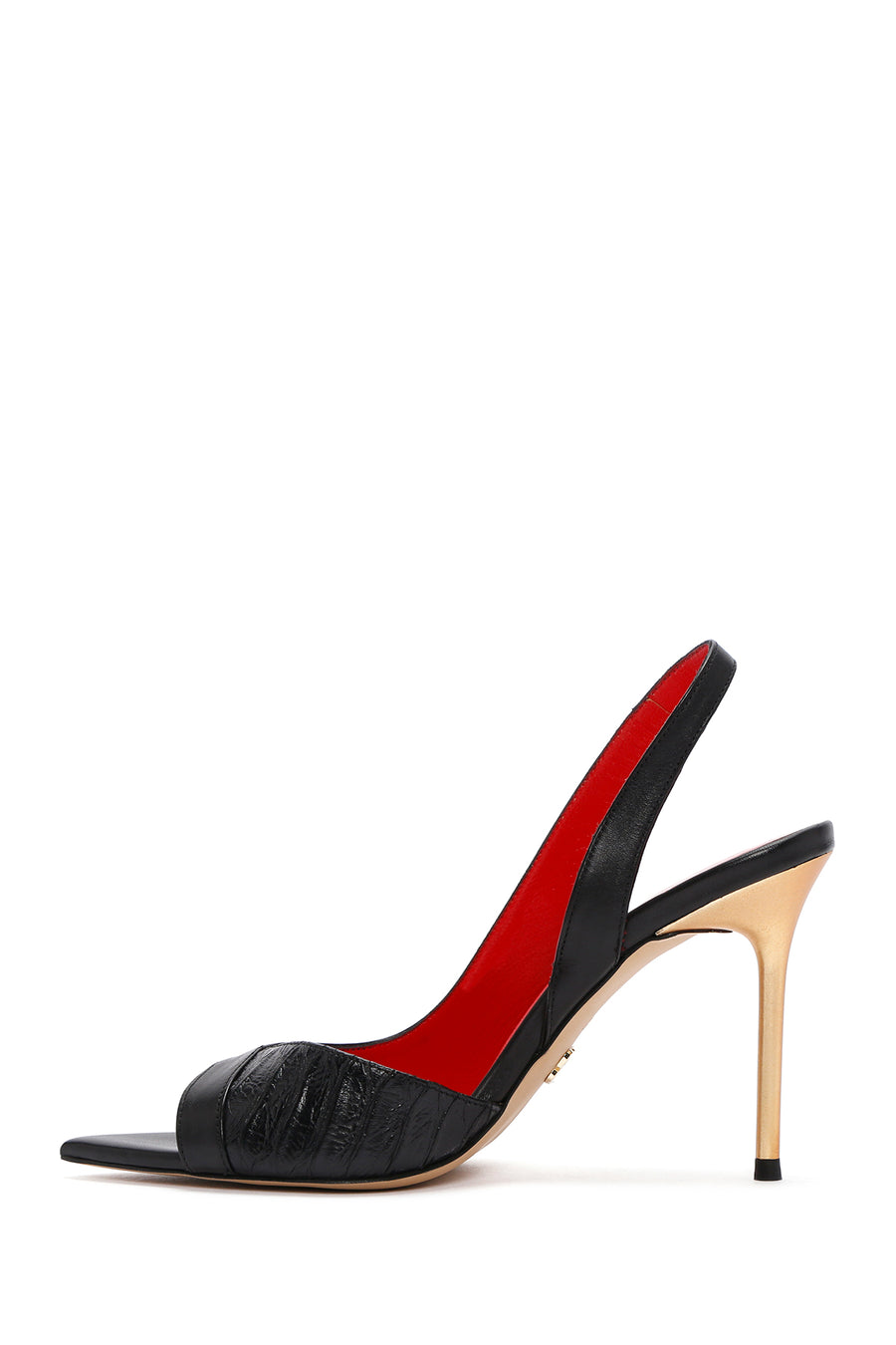 Women's Black High Heel Leather Sandals