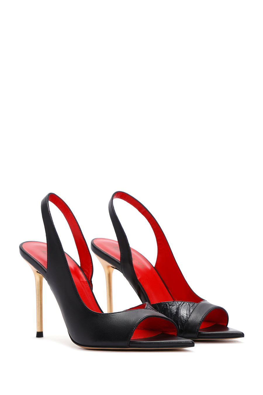 Women's Black High Heel Leather Sandals