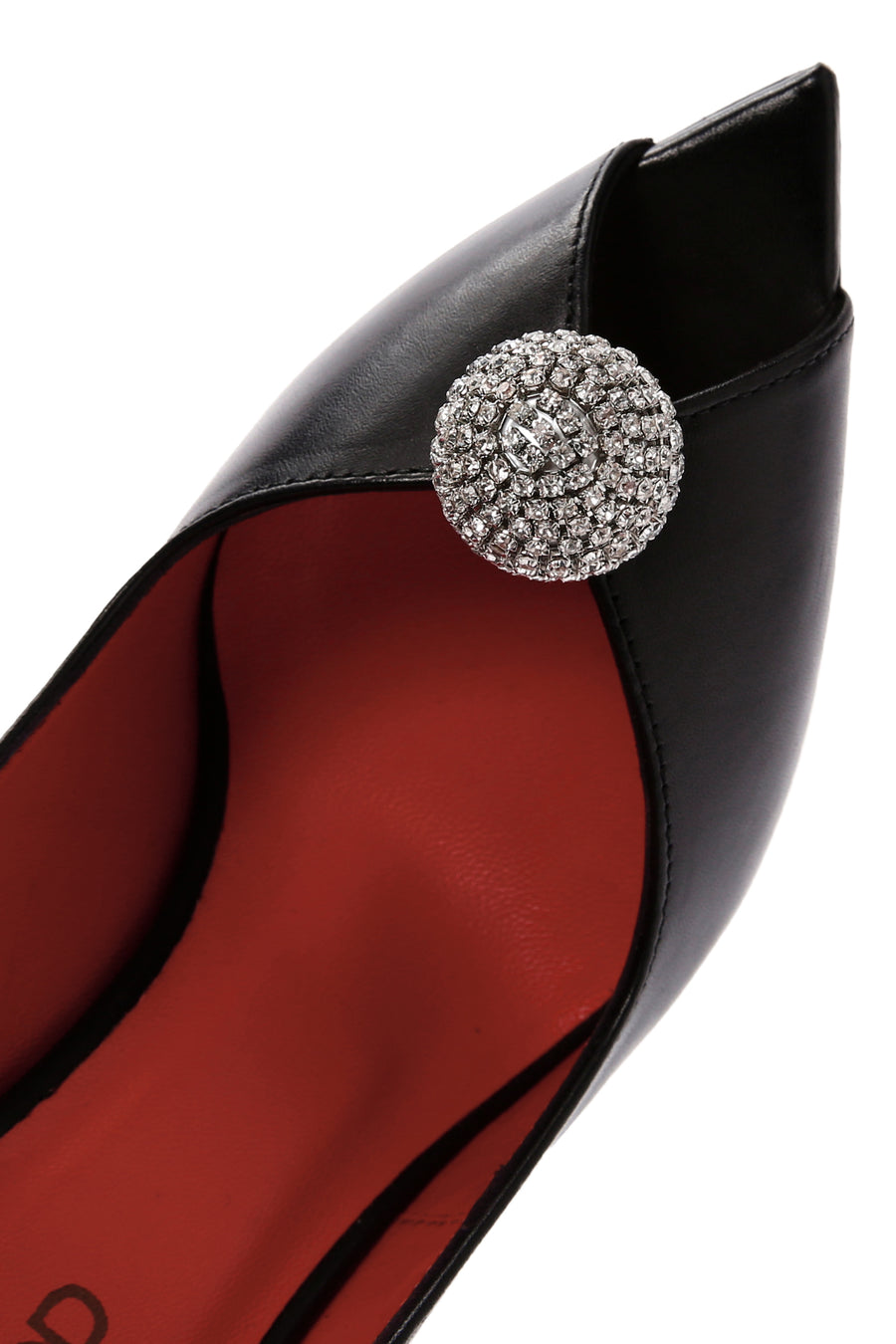 Women's Black High Thin Heels Leather Sandals with Accessory Detail