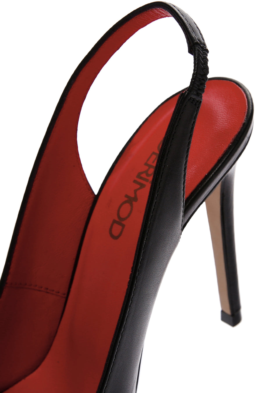 Women's Black High Thin Heels Leather Sandals with Accessory Detail
