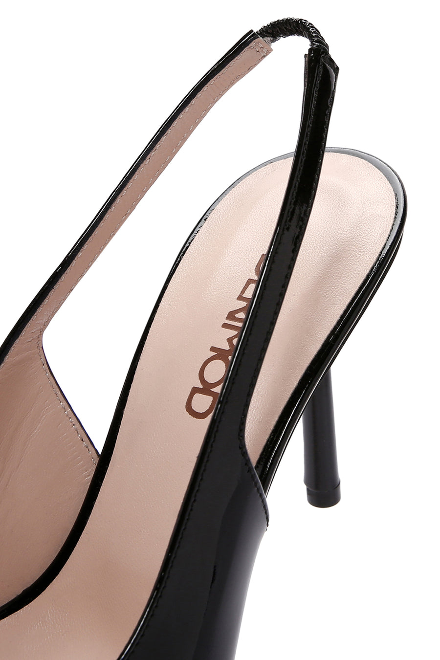 Women's Black Open-Back Heeled Patent Leather Shoes