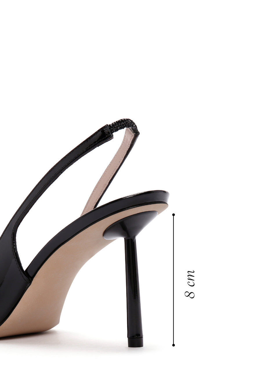 Women's Black Open-Back Heeled Patent Leather Shoes