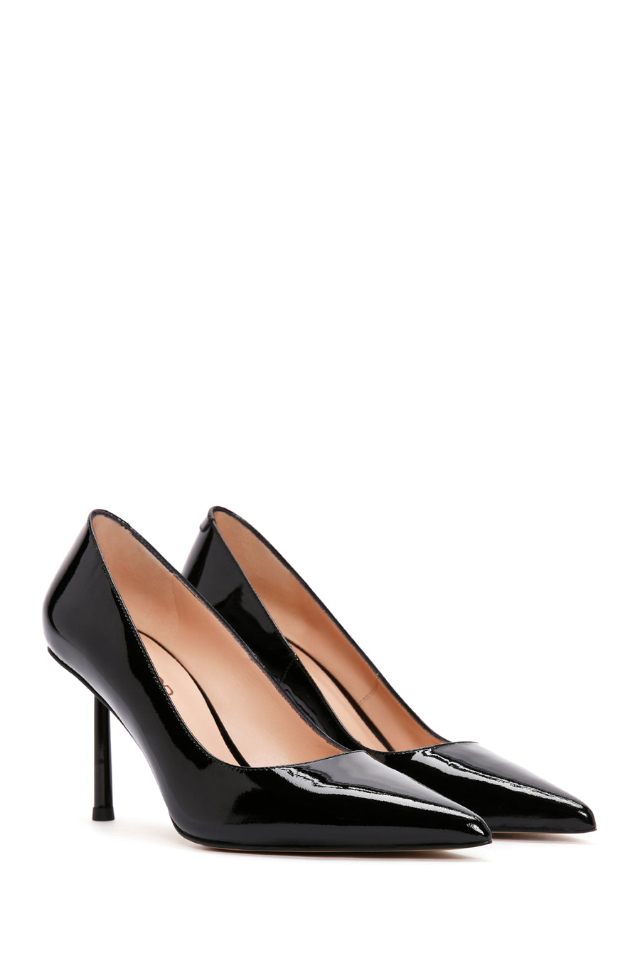 Women's Black Heeled Leather Stiletto