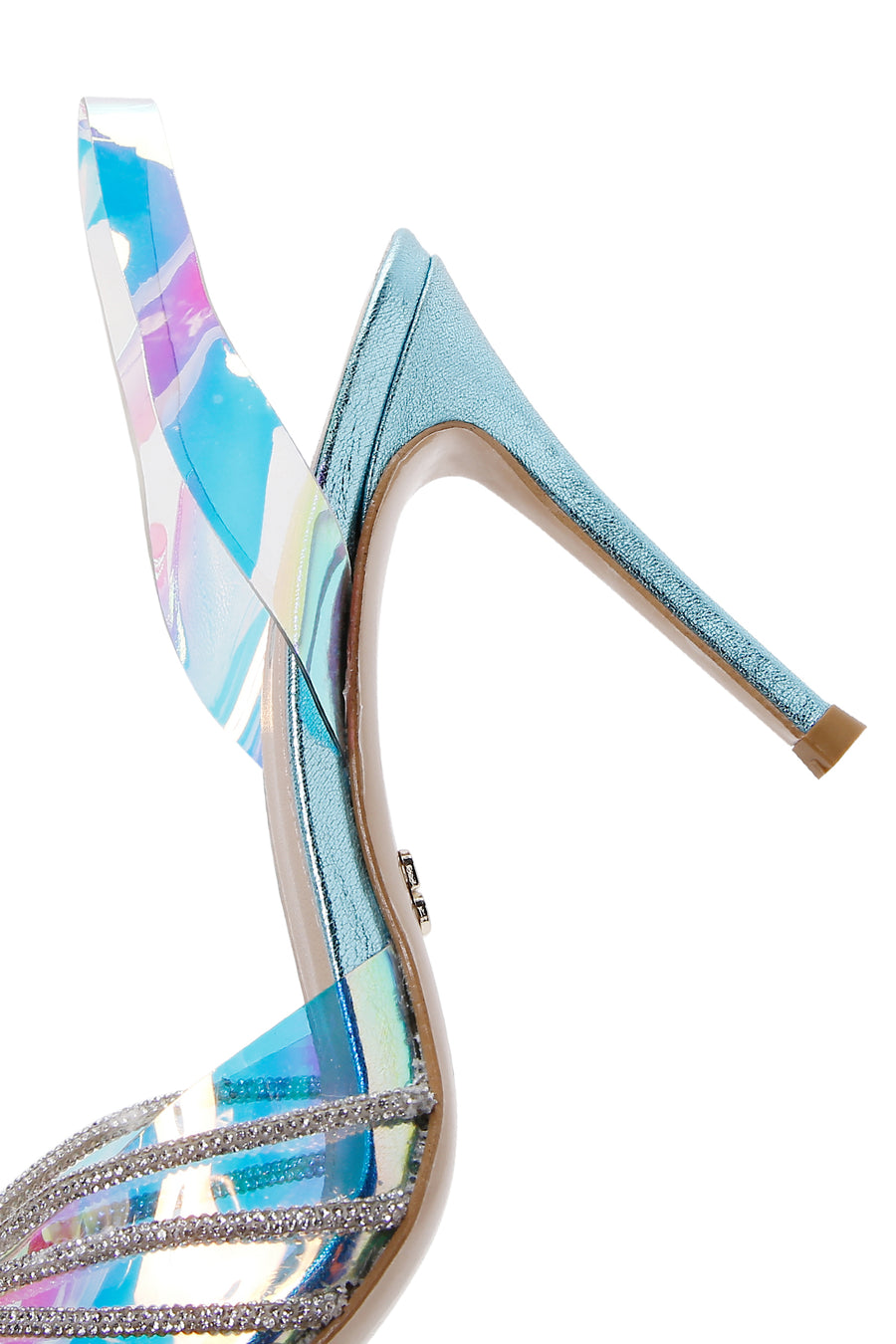 Women's Multicolored Stone Open Back Thin Heeled Leather Shoes