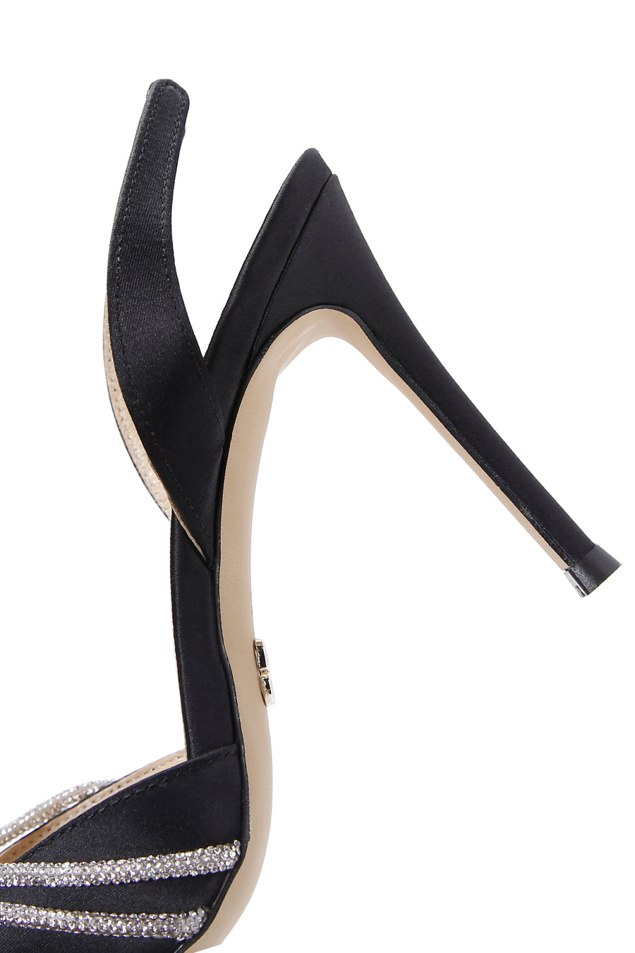 Women's Black Stone Open Back Thin Heeled Shoes