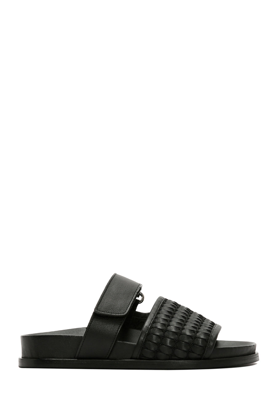 Women's Black Knit Leather Slippers 24SFD120429 | Derimod