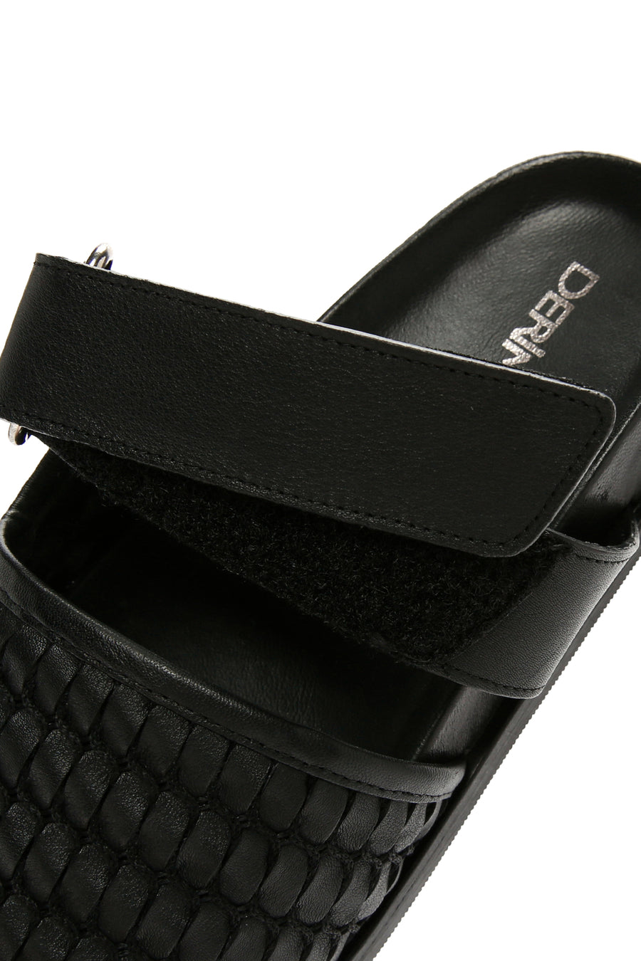 Women's Black Knit Leather Slippers