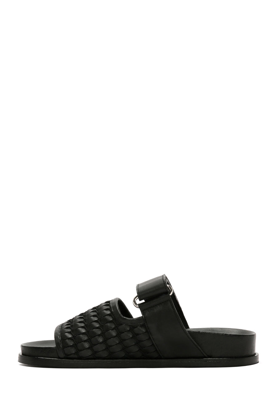 Women's Black Knit Leather Slippers