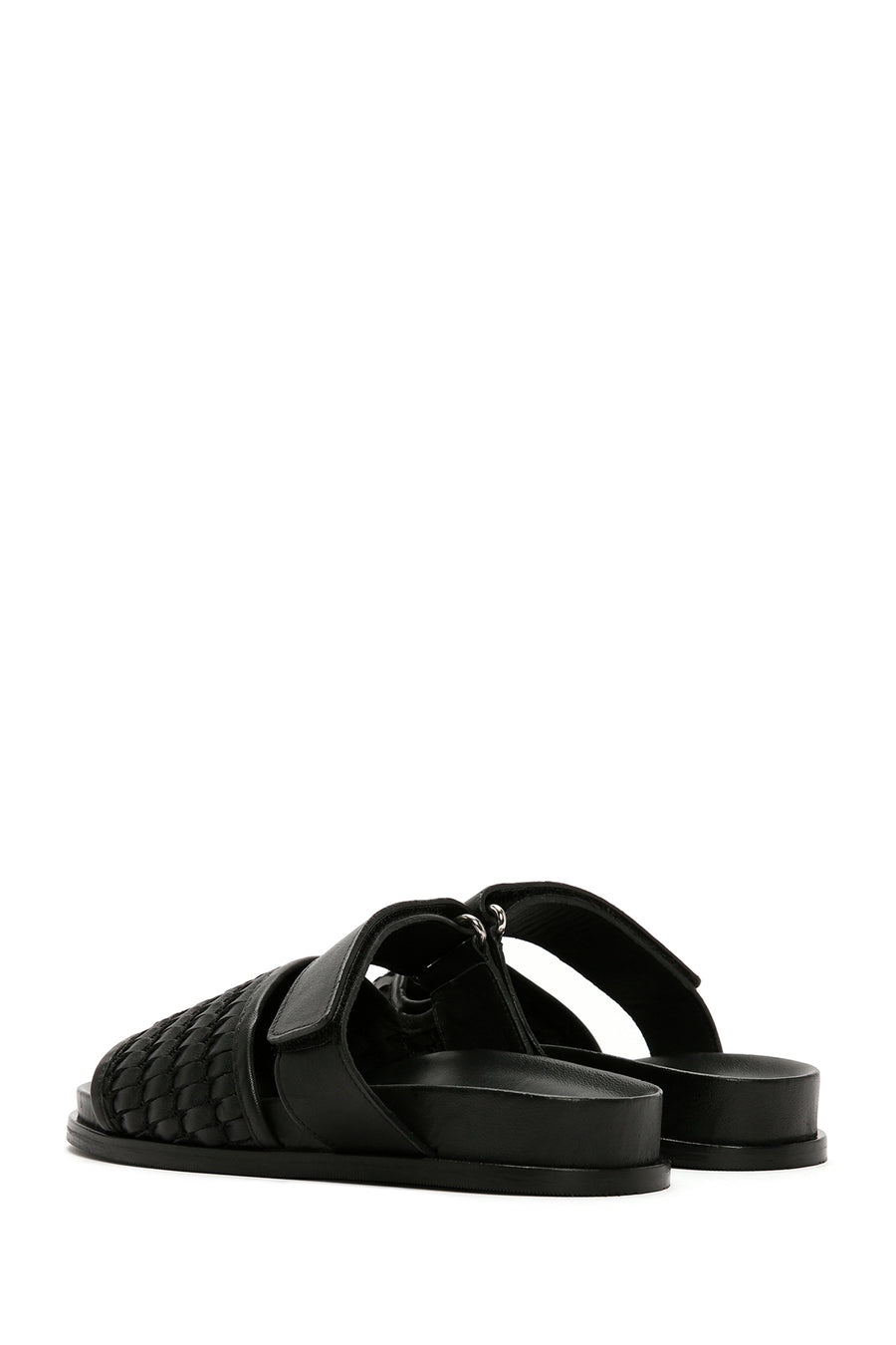 Women's Black Knit Leather Slippers