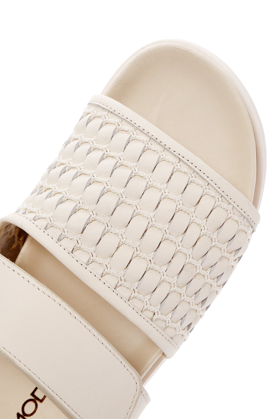 Women's Cream Knit Leather Slippers