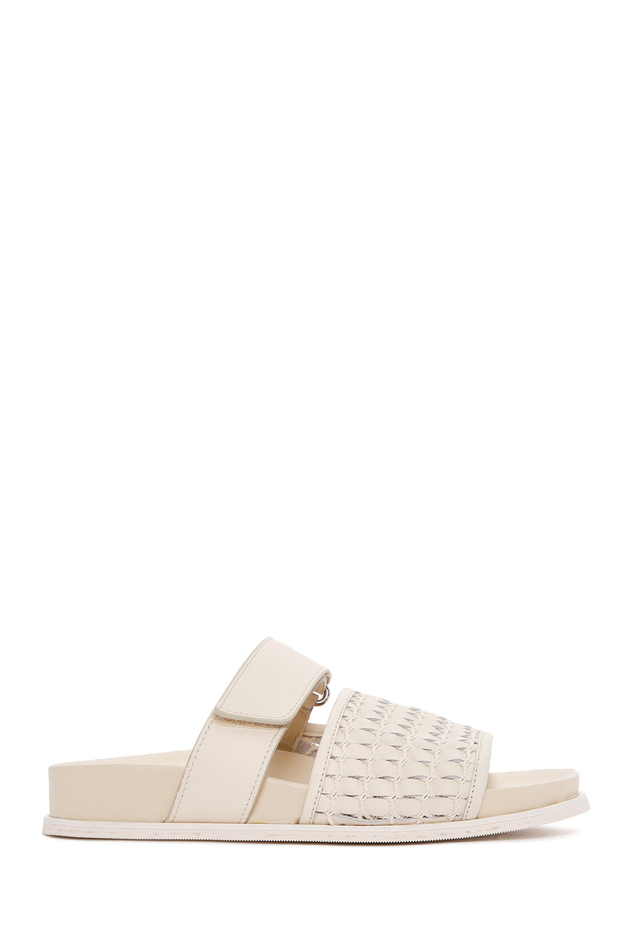 Women's Cream Knit Leather Slippers 24SFD120429 | Derimod