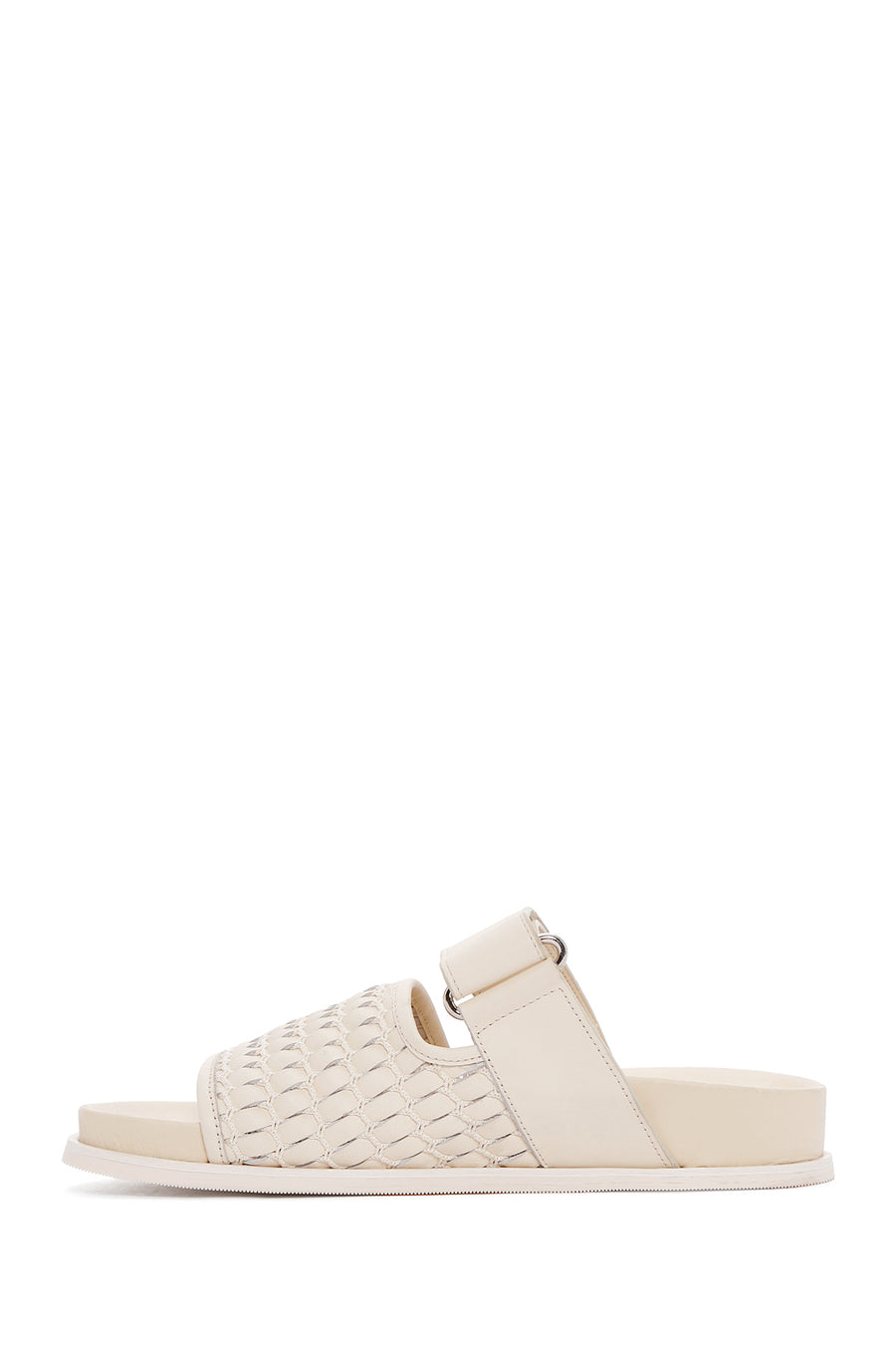 Women's Cream Knit Leather Slippers