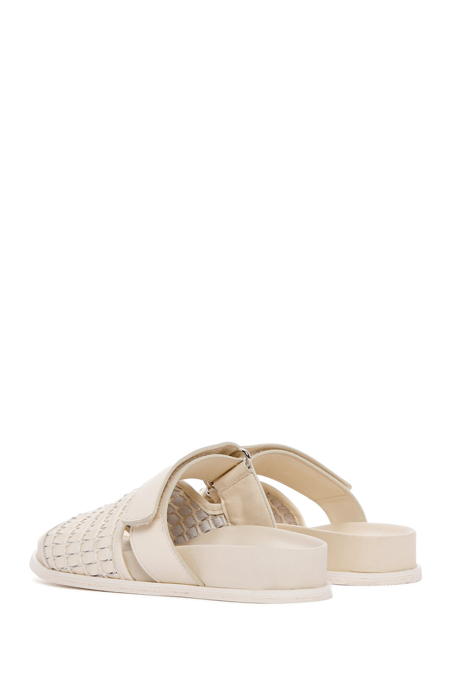 Women's Cream Knit Leather Slippers
