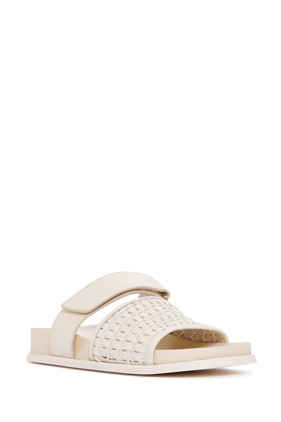 Women's Cream Knit Leather Slippers
