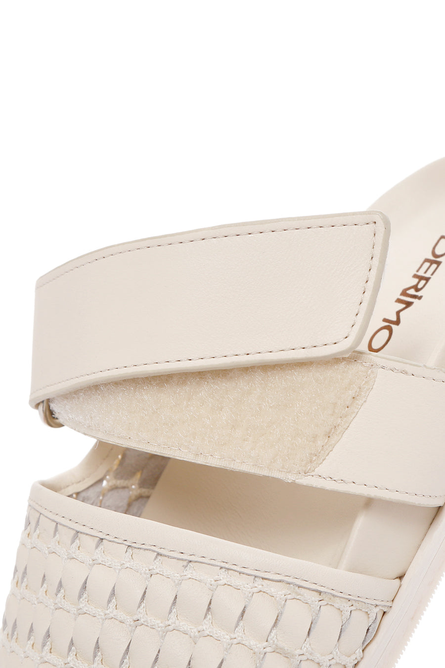 Women's Cream Knit Leather Slippers