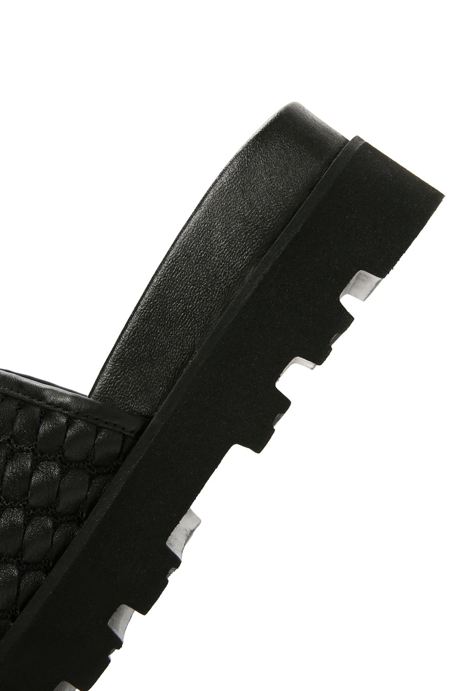 Women's Black Knit Leather Slippers