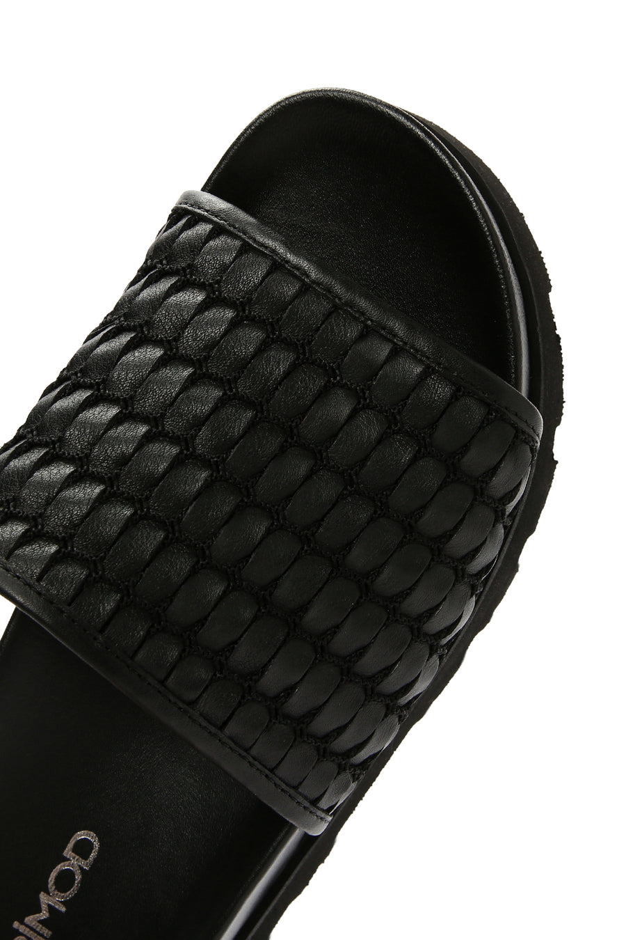 Women's Black Knit Leather Slippers