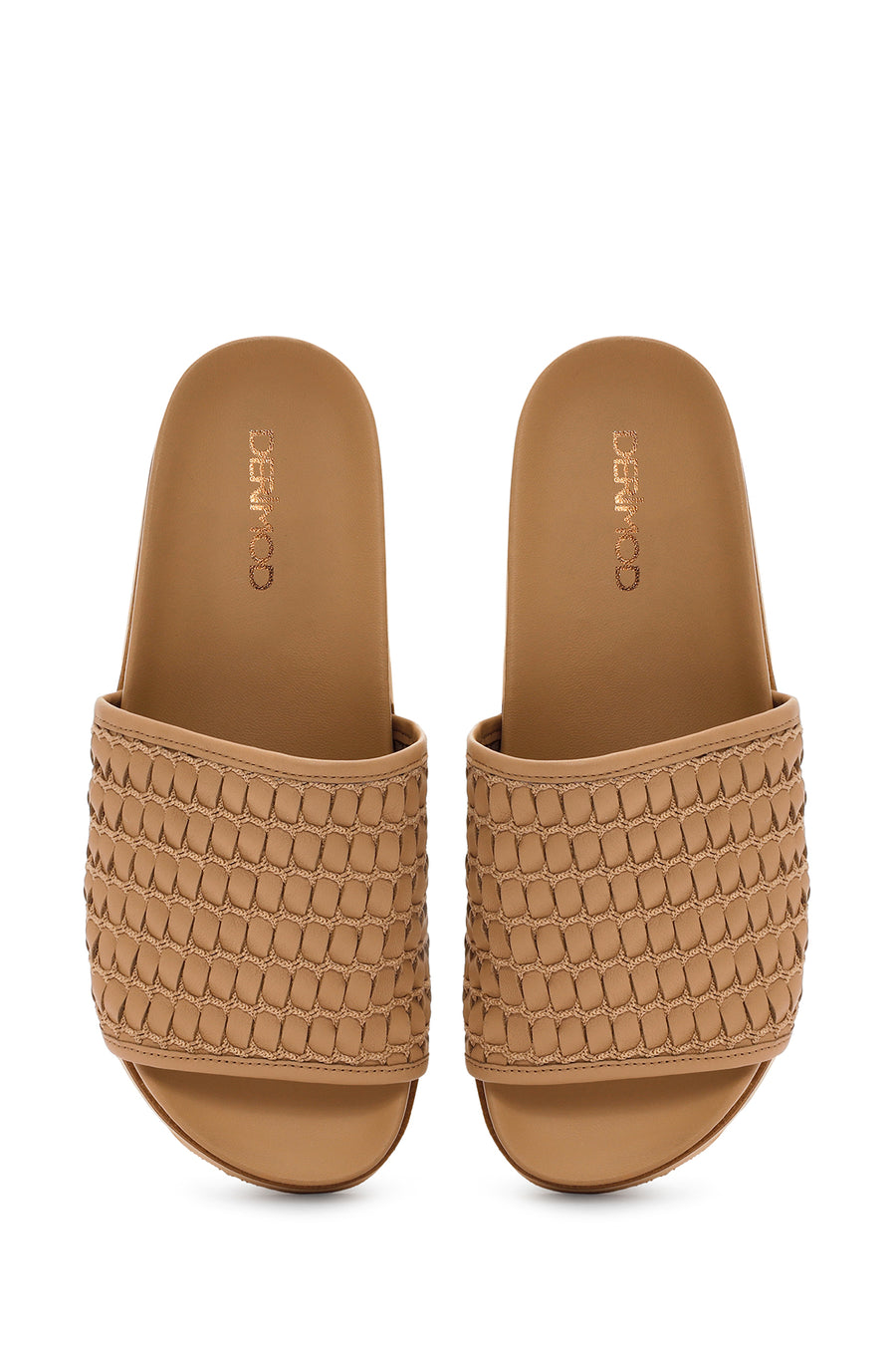 Women's Brown Knit Leather Slippers