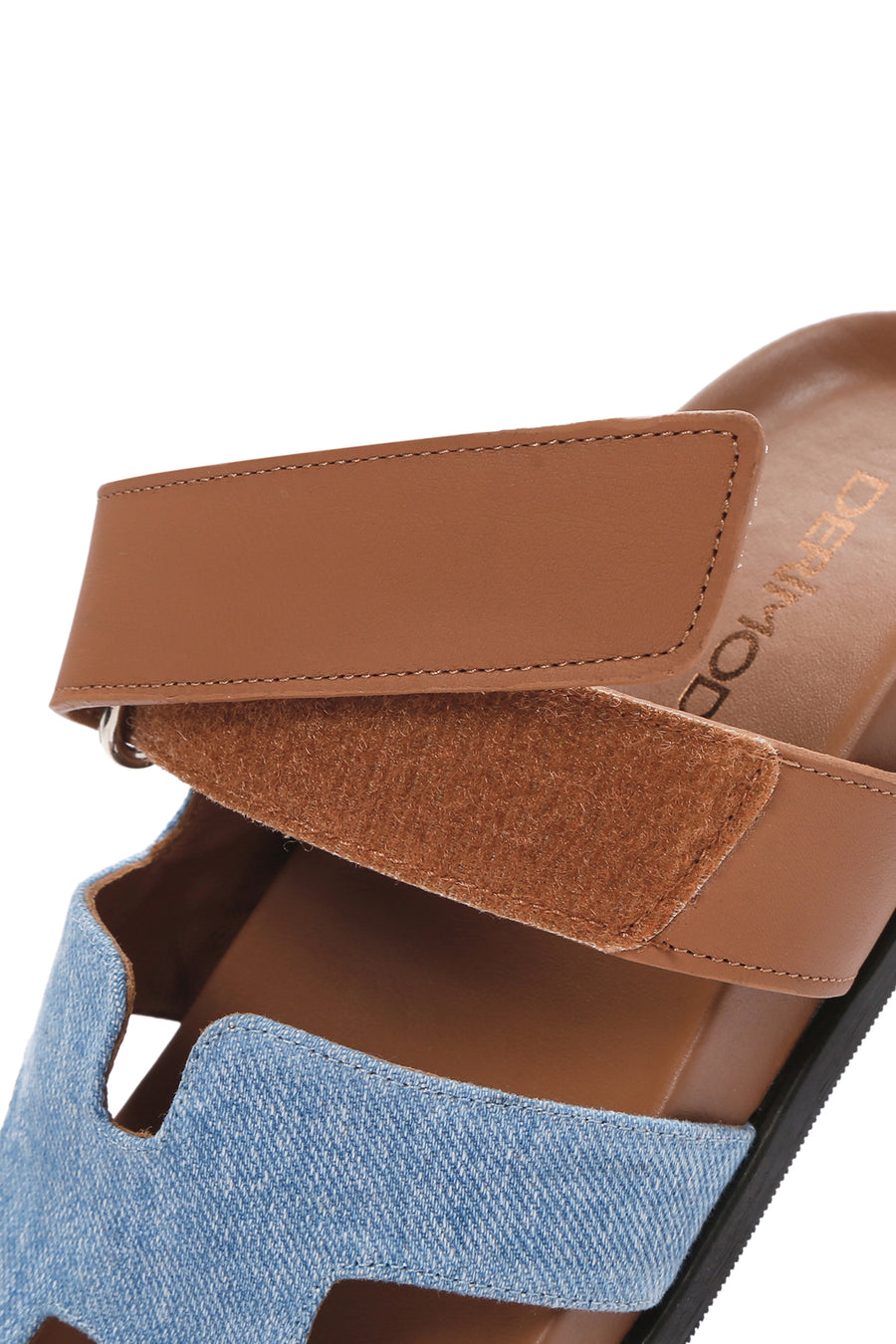 Women's Tan Striped Leather Slippers