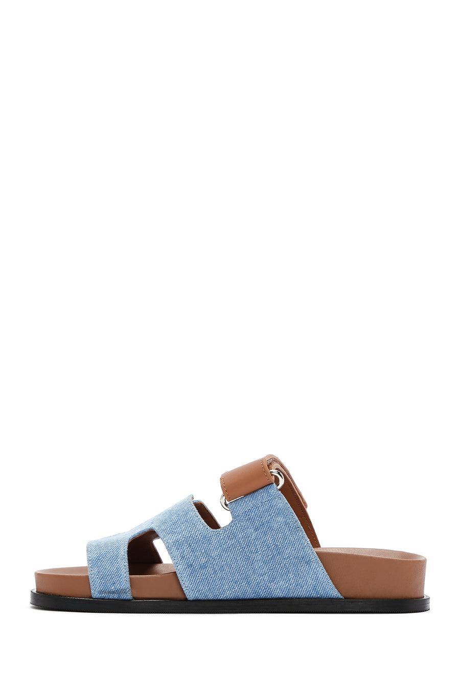 Women's Tan Striped Leather Slippers