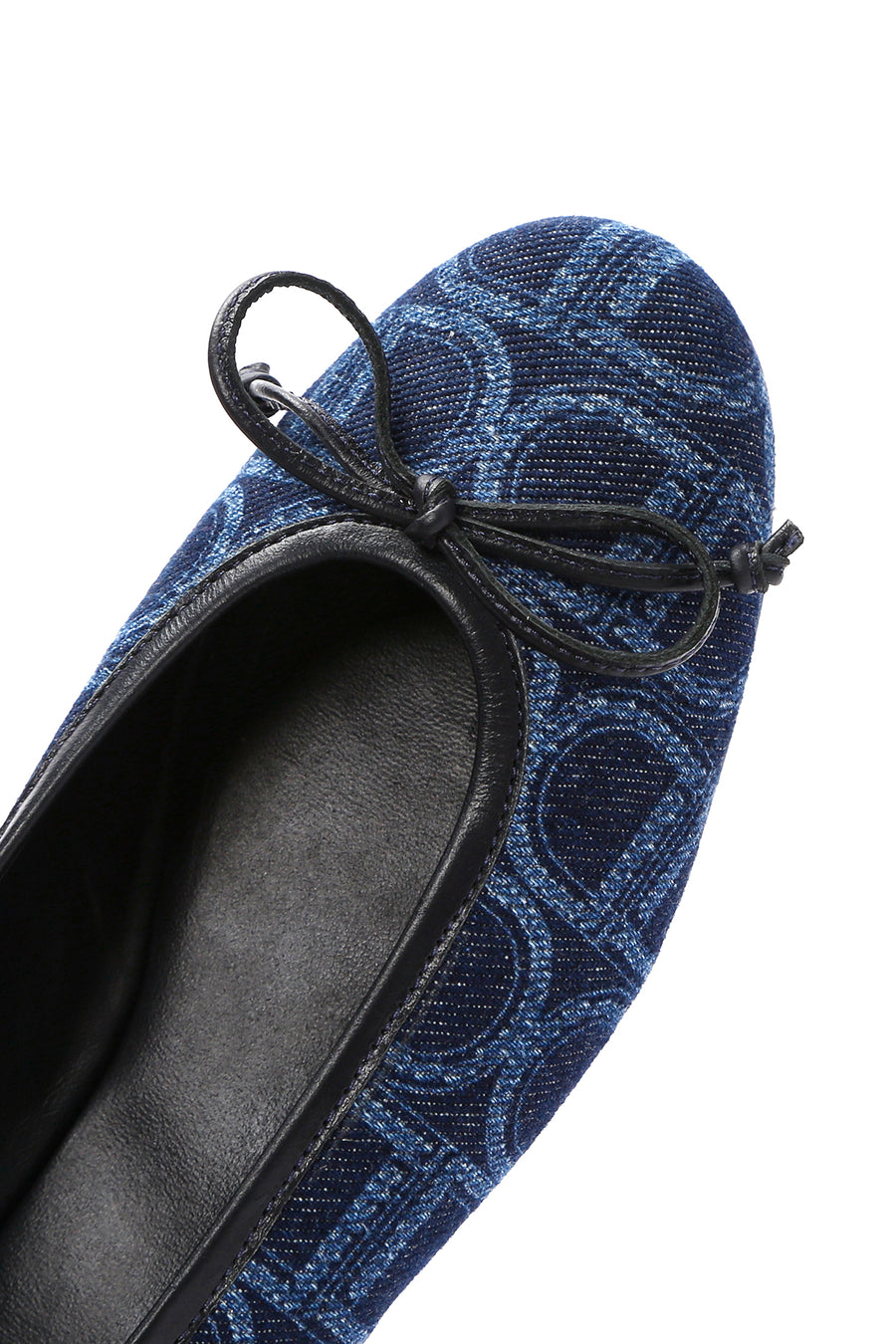 Women's Blue Monogrammed Leather Ballerina Shoes