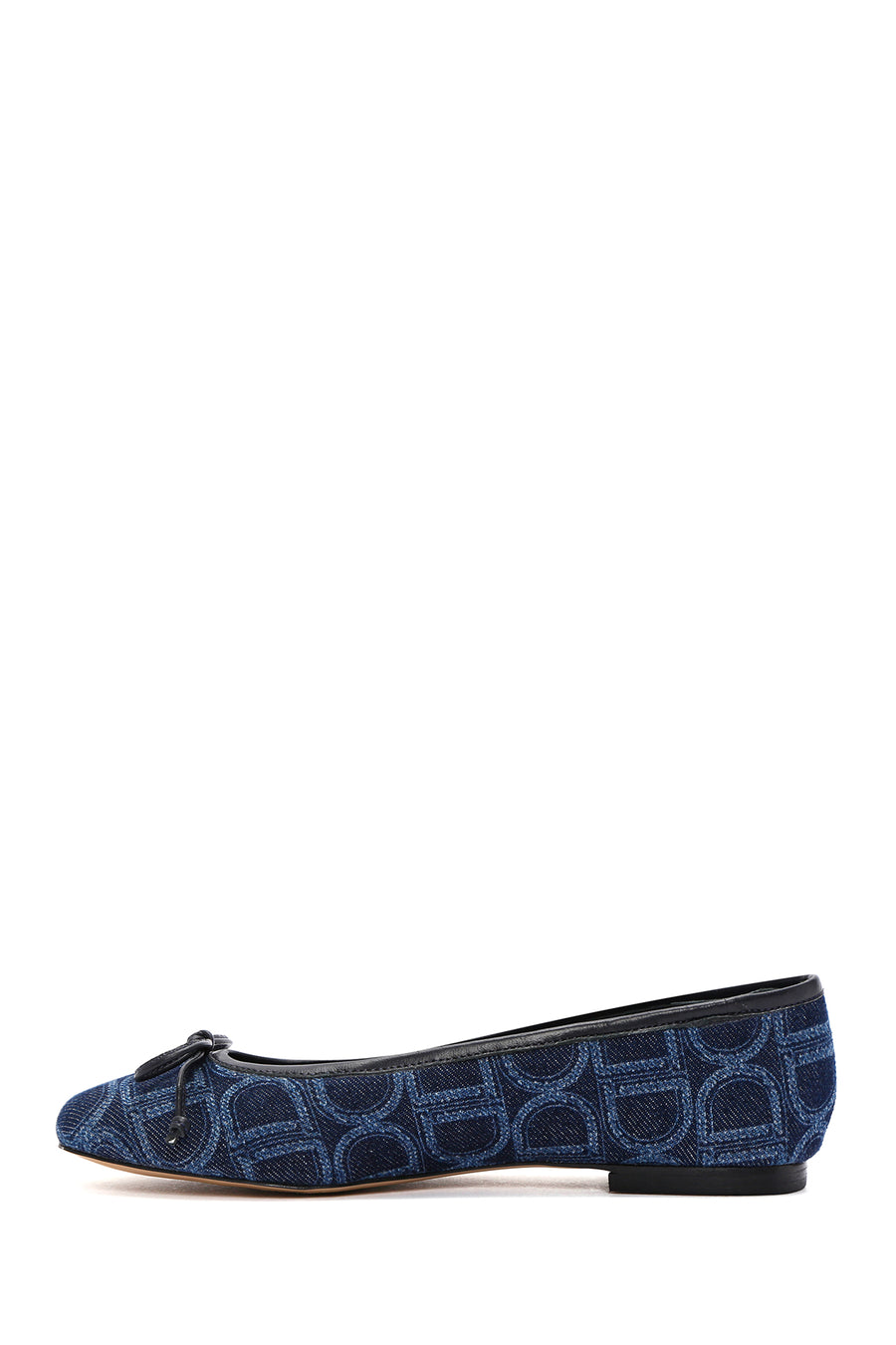 Women's Blue Monogrammed Leather Ballerina Shoes