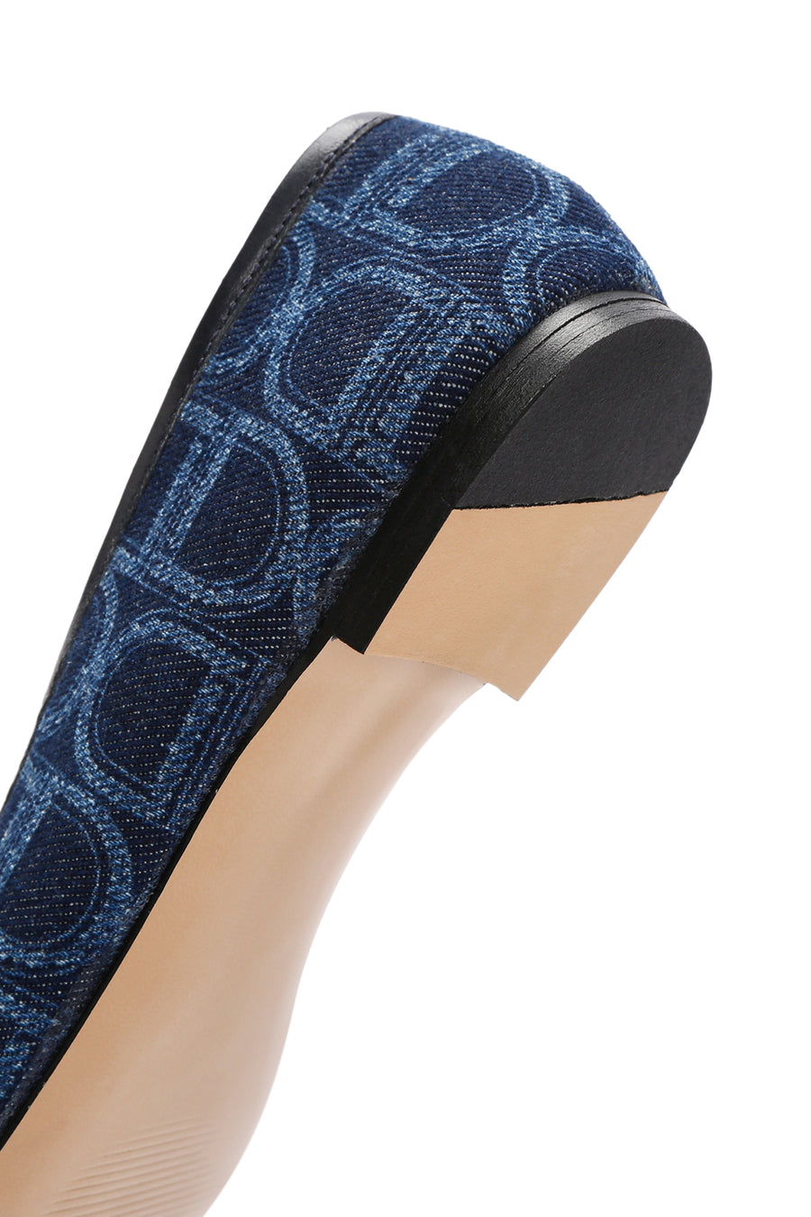 Women's Blue Monogrammed Leather Ballerina Shoes