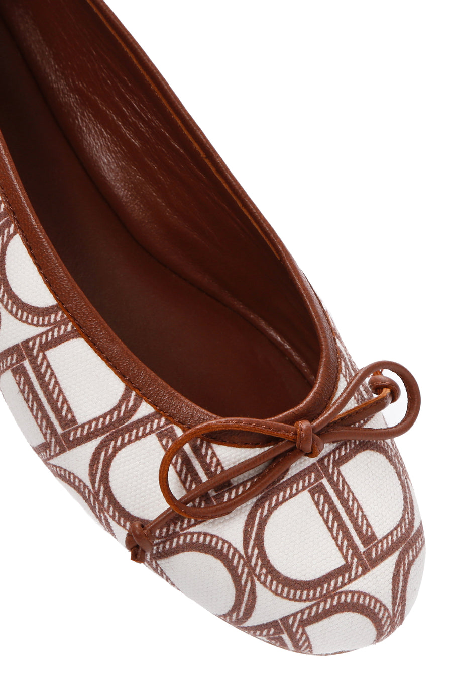 Women's Brown Monogrammed Leather Ballerina Shoes