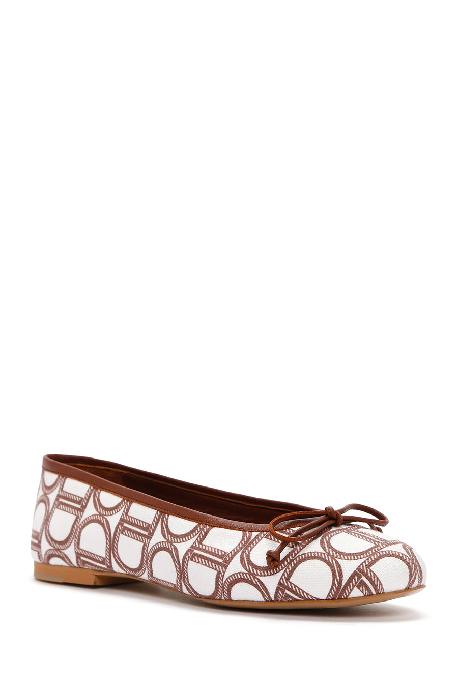 Women's Brown Monogrammed Leather Ballerina Shoes