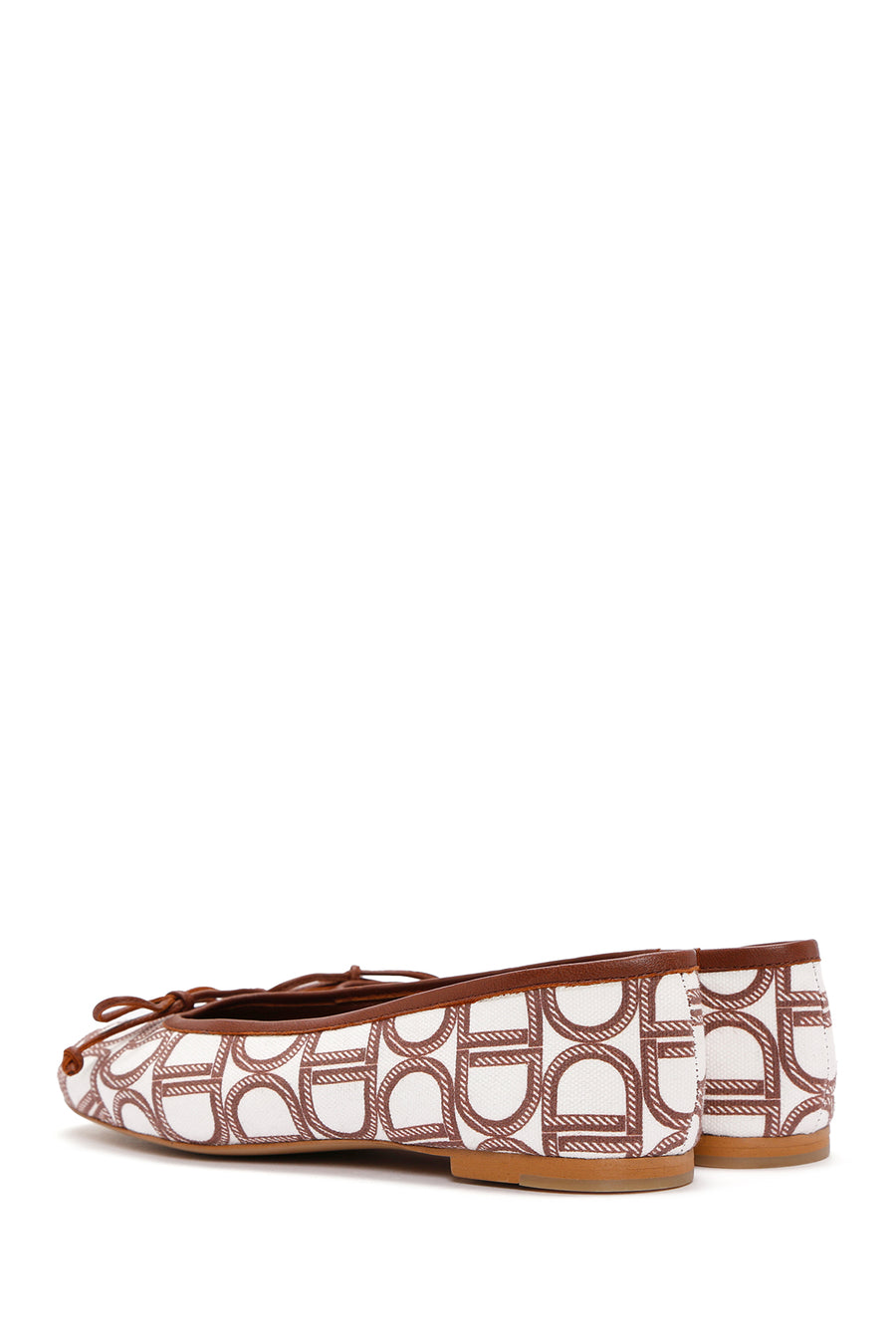 Women's Brown Monogrammed Leather Ballerina Shoes