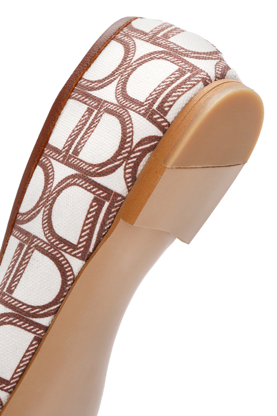 Women's Brown Monogrammed Leather Ballerina Shoes