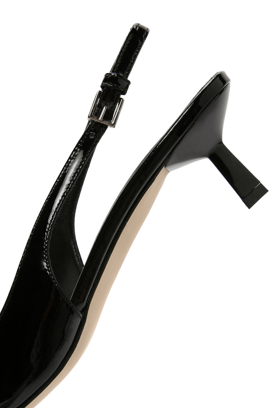 Kadın Siyah Arkası Açık Deri Kısa Topuklu Stiletto