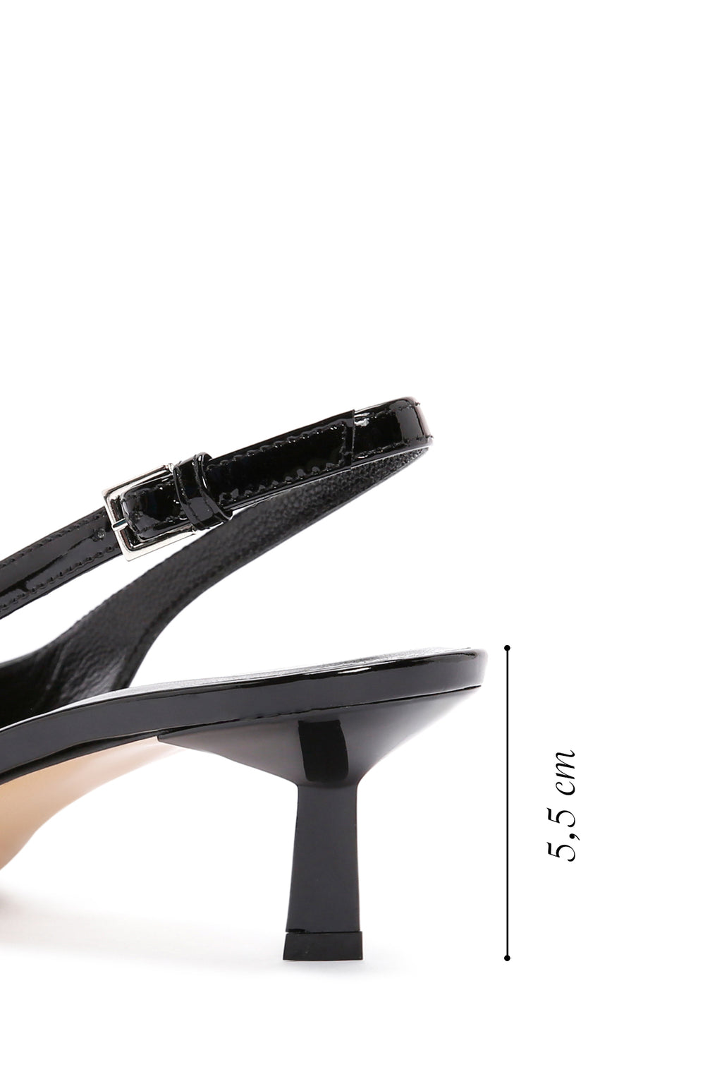 Kadın Siyah Arkası Açık Deri Kısa Topuklu Stiletto