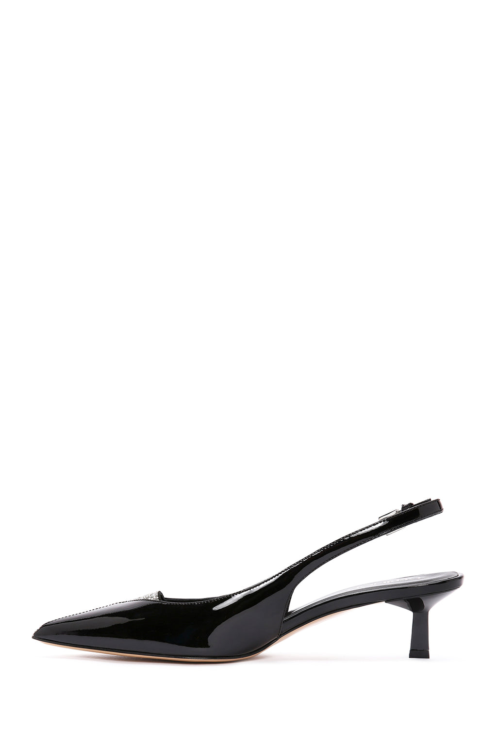 Kadın Siyah Arkası Açık Deri Kısa Topuklu Stiletto