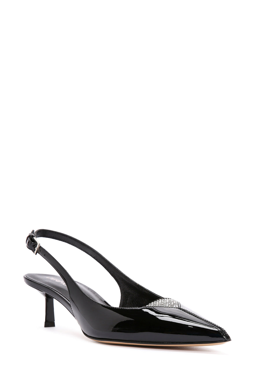 Kadın Siyah Arkası Açık Deri Kısa Topuklu Stiletto