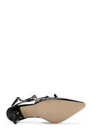 Kadın Siyah Arkası Açık İnce Topuklu Rugan Deri Stiletto | Derimod