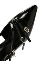 Kadın Siyah Arkası Açık İnce Topuklu Rugan Deri Stiletto | Derimod