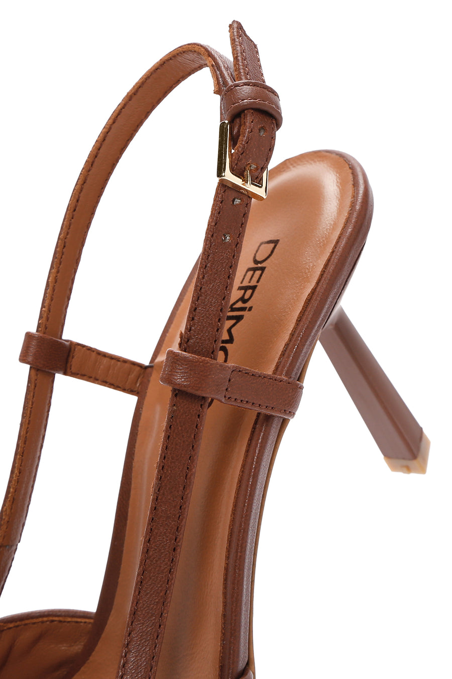 Women's Brown Ankle Strap Thin Heel Stiletto