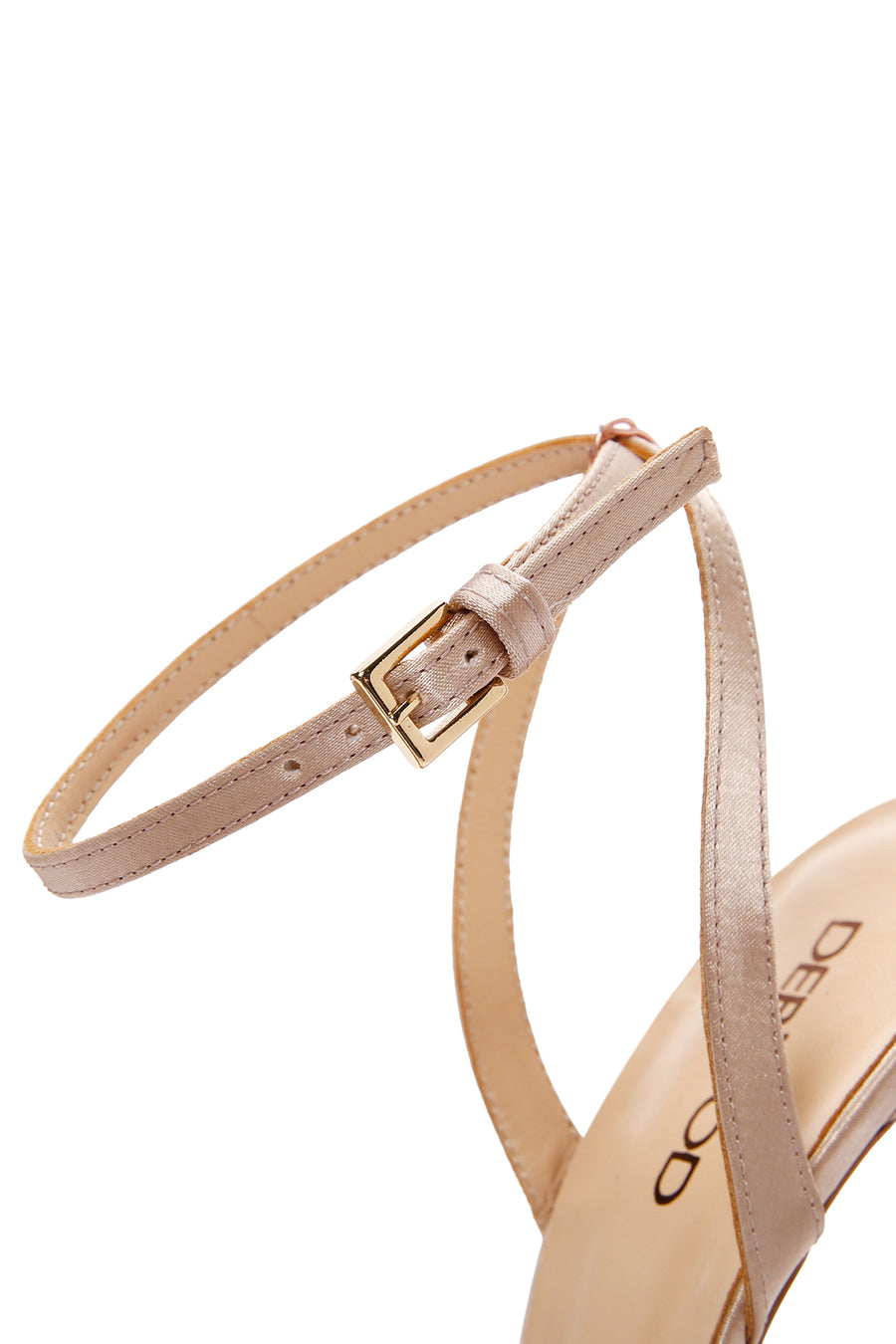 Women's Beige Ankle Strap Stone Thin Heeled Leather Stiletto